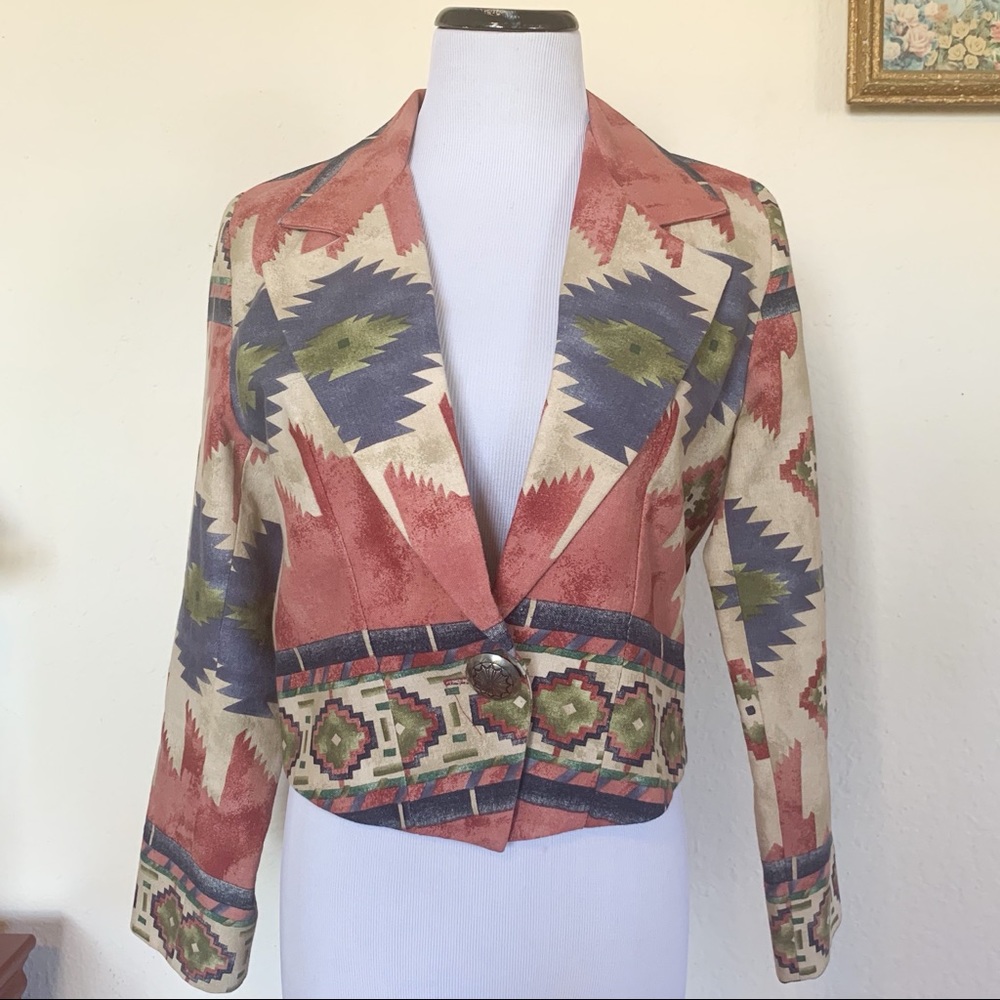 Vintage 90s Wraps Southwestern Aztec Balero Small